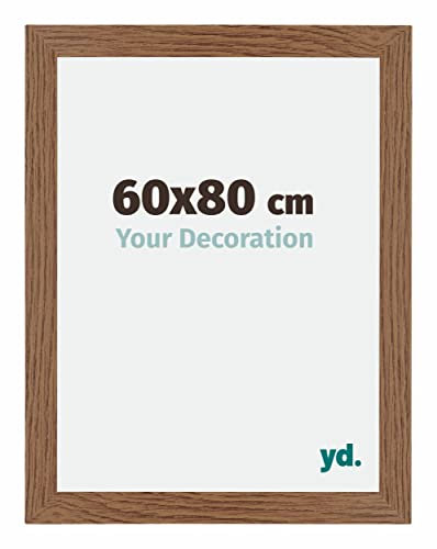 yd. Your Decoration - Bilderrahmen 60x80 cm - Eiche Rustikal - Billderrahmen aus MDF mit Acrylglas - Antireflex - 60x80 Rahmen - Mura