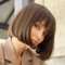 YEESHEDO Damen Braun Kurze Bob Gerade Haar Perücken mit Pony Hitzebeständige Synthetische Bunte Perücke für Frauen für Tägliche Party Cosplay Kostüme