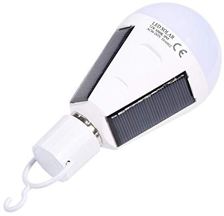 OUKENS Bombilla LED solar, E27 Panel solar portátil Bombilla LED IP65 Impermeable Interior/exterior Senderismo Camping Lámpara de emergencia recargable(12W)
