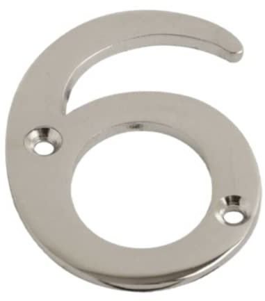 Chrome Door Numbers Screw On 3 Inch Number 6 Door Number Elegant and Bold Door Numerals Suitable for All Door Types Including Wooden uPVC and Composite.