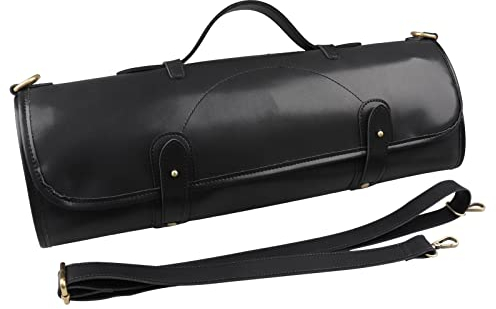 Borsa Porta Coltelli Coltello in Pelle Organizzatore Organizzatore Chef Knife Tote Utensili da Cucina Organizzatore Regolabile/Rimovibile Spallacci (Colore : Black, Size : 45.5x17.5cm)