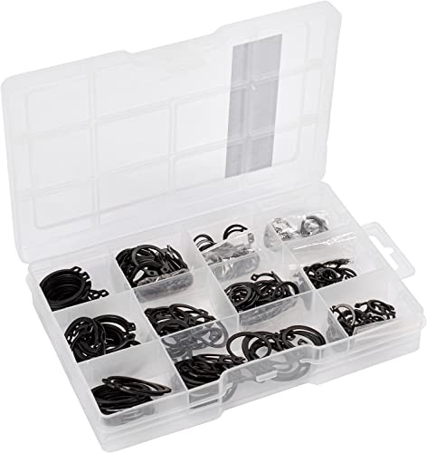 Connex Sicherungsringe-Sortiment 300-teilig - Außen - Diverse Größen im Set (3 - 32 mm) - Vorsortiert in praktischer Kunststoffbox / Außen-Sicherungsring / Sortimentskasten / DP8500121