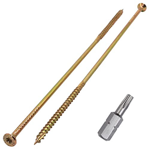 SKIR'CO (50 pezzi) Universale Acciaio Zincato 6,0 x 260 mm Giallo Viti per Legno Testa Svasata, Testa Torx, Tipo 17, Viti Truciolare