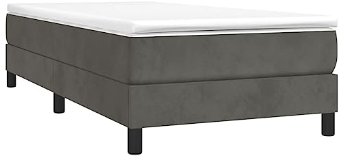 vidaXL Bettgestell, Polsterbett Bett für Schlafzimmer, Bettrahmen mit Lattenrost Stützbeinen, Schlafzimmerbett Einzelbett, Dunkelgrau 90x200cm Samt