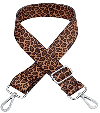 Damen Verstellbarer Schultergurt Taschengurt,MoreChioce Leopardenmuster Tragegurt 80cm-140cm Längenverstellbarer Ersatzgürtel Breit 3.8 cm Handtaschen Schulterriemen Umhängegurt,Silber #G