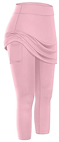 Laufhose Damen Mit Tasche Sporthose Lang 2 In 1 Sport Leggings Tights Tennis Rock Leggings Elastic Sports Yoga Legging Workout Hose Mit Handytasche Blickdicht Radlerhose Für Sport, Freizeit, Fitness