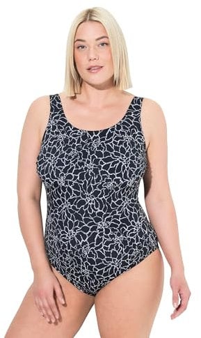 Ulla Popken Women's One Piece Swimsuit, Black, 24
