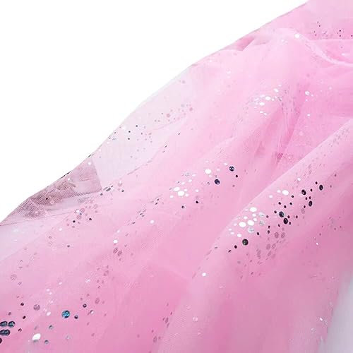 Wambere 160cm x 3m Tüll Stoff,Glitzer Tüll Dekostoff mit kleine Pailletten Dekostoff Tüll Stoff für Hochzeit Party Bankett Deko Handwerk Hochzeit Tischedeko Geschenk Bogen Dekostoff,Rosa