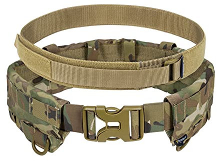 IDOGEAR Taktischer Gürtel Kampfgürtel Militär Molle Rigger Kampfgürtel mit Verstellbarem Innen- und Außengurtset(camo,Medium)
