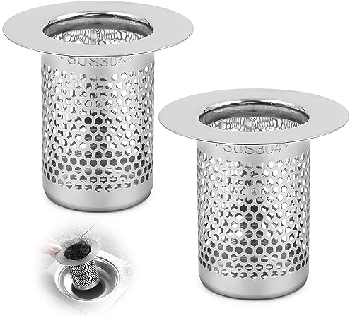 ZephyrHome 2 Set Edelstahl Abflusssieb, Rostfrei Langlebig und Effektiver Haarfänger, Hochwertiges Sieb für Bodenabläufe in verschiedenen Räumen, Haarsieb Dusche, Abflusssieb, Küche Dusche Waschbecken
