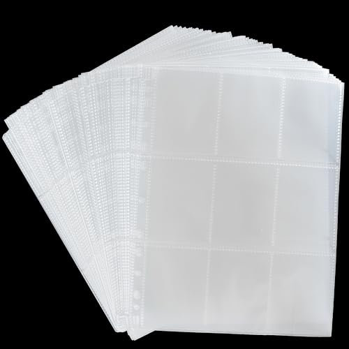 1800 Pockets Trading Card Protector Sleeves, 100 Sheets 9-Pocket 8-Silk Card Holder Pages for Game Sports MTG, TCG, Baseball Standard Cards Supplies OS22100