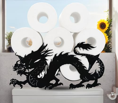 Euiroet Lustiger Drachen-dekorativer Metall-Tierpapierhalter, freistehend, wasserdicht, für zusätzliche 8 Rollen