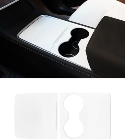 Center Konsole Wrap für Tesla Model Y/3, Kohlefaser Abdeckung Panel Innendekoration Zubehör (Mattes Weiß)