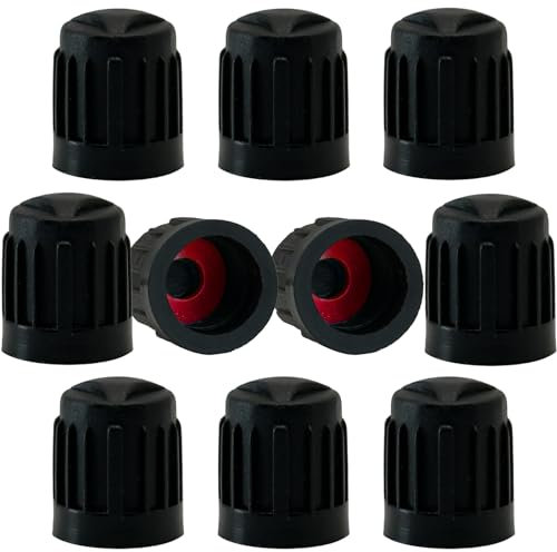 10PCS Tyre Valve Caps, Sturdy Universal Stem Dust Covers with O Seal Ring for SUV, Cars, Bike, Motorcycles, Trucks, Heavy-Duty, Airtight Seal, Screw-On, Easy to Operation (10 Pack Black)