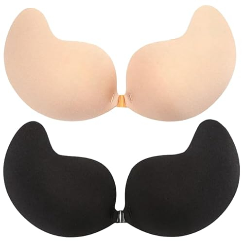 Reggiseno Invisibile, Reggiseno Adesivo, Coppe Adesive Seno, Push Up Copricapezzoli Sticky Bra, Riutilizzabile Silicone Adesivo Traspirante Invisibile Reggiseni Senza Spalline con Copricapezzoli