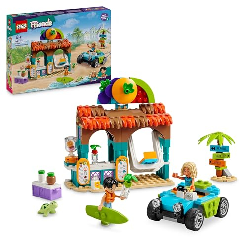 LEGO Friends Le Bar à Smoothies de la Plage - Jouet sur Le Thème de la Nourriture - Cadeau de Jeu de Rôle pour Les Enfants dès 6 Ans - avec 2 Mini-poupées, Une Tortue et des Accessoires 42625