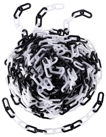 TIBU Absperrkette Kunststoff Warnkette 8 mm Stärke - zweifarbig Schwarz/Weiß - Länge 150 cm - witterungsbeständig und stabil