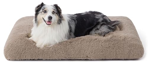 BEDSURE Flauschiges Hundebett Grosse Hunde - 104x74x8 cm Hundebett waschbar für große Hunde, rutschfeste Unterseite, plüsch Hundekissen, Kamel
