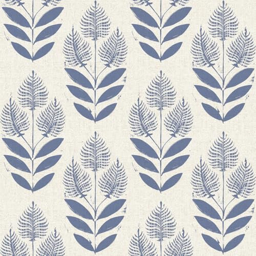 Naphite Tulip Floral Peel and Stick Wallpaper Vintage Leaf Boho Contact Paper for Cabinets Farmhouse Self Adhesive Removable Wallpaper for Bathroom Bedroom Neutral Wallpops Navy Blue 17.3inW 78.7inL