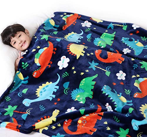 Bofree Weiche Dinosaurier-Babydecke mit Velkro-Verschluss für Jungen und Mädchen (100 x 130 cm)