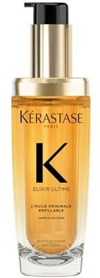Kérastase Haaröl für trockenes Haar, Pflegend und nährend für mehr Glanz, Haaröl & Nachfüllpackung, Huile Originale Elixir Ultime, 2 x 75 ml
