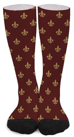 Chaussettes fantaisie, motif floral de lys vintage, chaussettes décontractées et amusantes, chaussettes mi-mollet sport athlétiques pour homme et femme, Motif fleur de lys vintage, taille unique