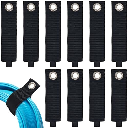 Heavy Duty Storage Straps Extension, Huaziva Assorted 10 Pack(13'' / 17'') Cord Organizer, Hose Elastic Cinch Straps, Rope and Cable Strap, Cord Hanger for Garage Organization and Storage, Black
