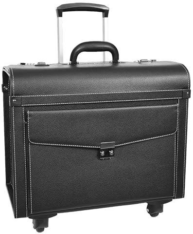 Maletín de piloto de cuatro ruedas de piel sintética ligera para cabina Commander, Black, Carry-on, Estuche Pilot