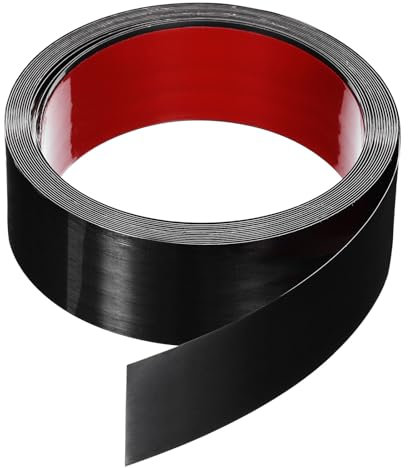 QUARKZMAN 19,7 ft x 1,97 Mur Garniture Décollage et Coller Moulure Garniture Cadre, Autocollant Adhésif Inox Acier Brossé Finition Métal Bande Garniture pour Mur Sol Armoire Bord, Noir