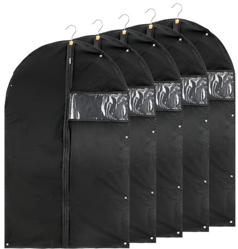 5 Stück Kleidersack 100 x 60 cm Kleidersäcke, Hochwertige Kleiderhülle, Atmungsaktiver Stoff Anzugsack,Kleidersack Anzug Reise Schutzhülle für Anzug, Kleid, Business-Anzugjacke