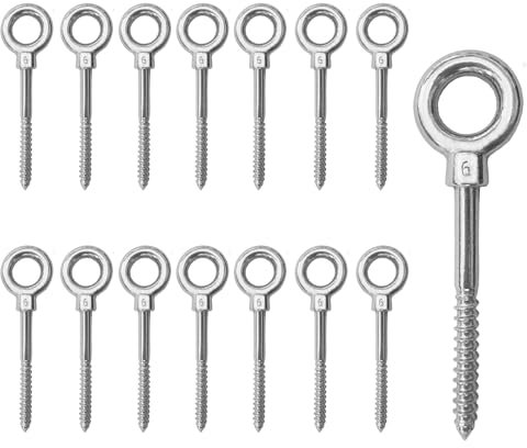 ZLLZPZD Boulon à œil M6x60 mm acier inoxydable 304 Crochet vis pointu écrou 15 pièces