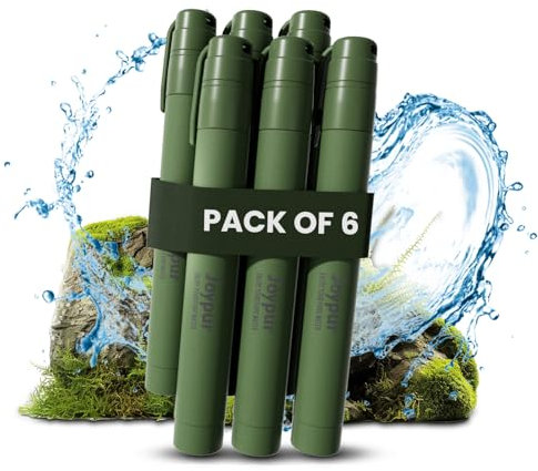 Portable Water Filter Straw Survival, Essential Camping & Hiking Gear, Water Purification Straw for Travel, Biking and Emergency Preparedness(Green, 6 Pack)