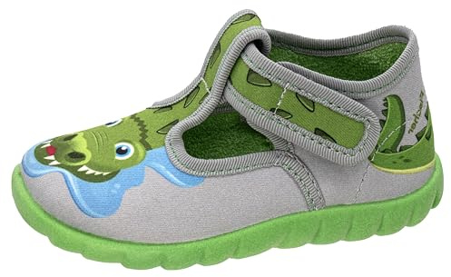Fischer Kinder Hausschuh Pixel-Druck rutschfeste Sohle Klettverschluss