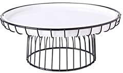 Alzata in ceramica con base in ferro, per compleanno, matrimonio, decorazione da tavolo (bianco)