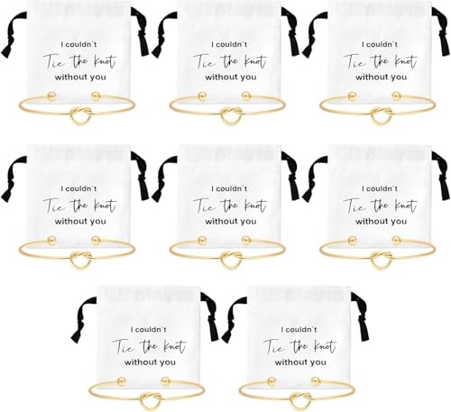 joonnair Trauzeugin Geschenk 8 Brautjungfer Armbänder, JGA Armband, Baumwollbeutel mit Kordelzug I Couldn't Tie the Knot Without You Brautjungfer Armband Brautparty-Geschenke, Team Bride(Gold)