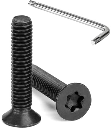 Tunejoy Vis à Tête Fraisée Torx M6 x 30 mm Noir Vis à Six Pans Creux en Acier Inoxydable A2 V2A à Tête Fraisée Métaux avec Clé T30 Filetage Complet 20 Pièces