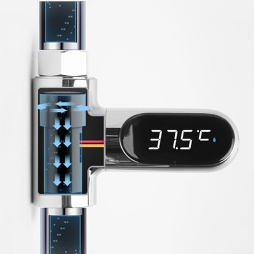 Jonikuper Compteur de température de l'eau, affichage LED, rotation à 360°, haute précision, tuyaux de 1,27 cm, installation rapide, aucun outil nécessaire