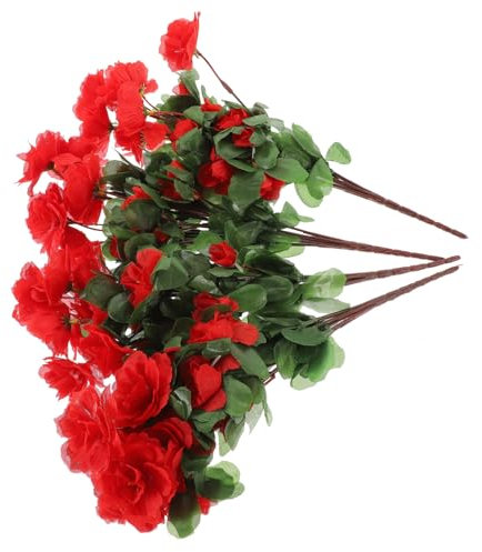 MAGICLULU 4 Pezzi Di Grandi Fiori Rossi Simulazione Stella Di Natale Giardino Pianta Decorativa In Vaso 2 Pezzi 7 Stelle Di Natale 21 Foglie Fiori Artificiali Riempiti Il Vasi