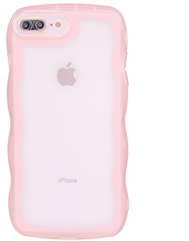 Mouzor Niedliche Handyhülle, kompatibel mit iPhone 7 Plus, durchsichtige, pinkfarbene Hülle mit geschwungenem Rahmen, stoßfester Schutz aus weichem TPU für iPhone 8 Plus und Mädchen