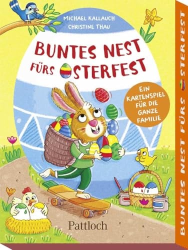 Buntes Nest fürs Osterfest: EIN Kartenspiel für die ganze Familie | Kinderspiel als Geschenk zu Ostern, für 2-4 Personen. Ab 5 Jahren