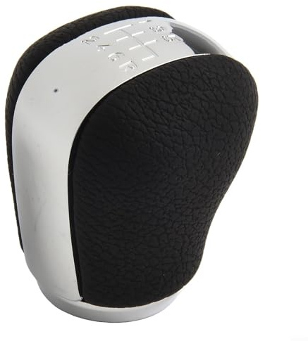 URPIZY Leder ABS Schaltknauf 6-Gang Schalthebel Passend Für Nissan Skyline R34 Primera P12 WP12 Ergonomisches Design Verbesserte Kontrolle Direkte Montage Ohne Werkzeuge Schwarz Chrom