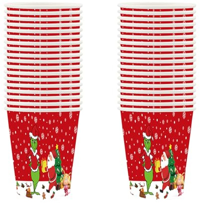 MFUOE 40Pieces Christmas Monster Party Cups Red Elf Tableware Cups Decor Christmas Party Supplies for Beer Coffee Picnic Tea Home Decoration （7.5 * 8.7 * 5.2cm）