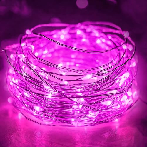 litogo Lichterkette Batterie Timer, 3M 30 LED Lichterkette Innen Wasserdicht Kupferdraht Fairy Lights, Lichterketten Batteriebetrieben (AA Batterie) für Party Weihnachten Hochzeit Deko, Rosa