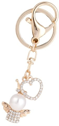 Baluue Porte-clés Ange Délicat avec Pendentif Cœur pour Mariage et Sac Bijou et Brillant pour Couples et Invités