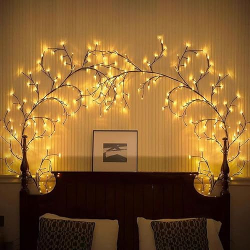 Starnearby Ramo Luminoso da Parete, Albero Luminoso LED, 8 Modalità di Illuminazione, Bianco Caldo, USB, Ramo Luci LEDs Salice Pieghevole, Decorazione da Parete per Interni (230 cm 144 LED)