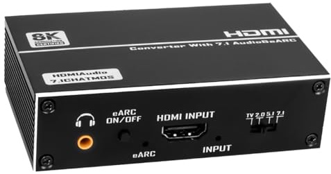 MiBoce HDMI 2.1 Audio Extractor, 4K 60Hz Audio Extractor Splitter, Optical + 3.5mm Audio Jack + Coaxial + 7.1Ch HDMI Audio Support ARC and eARC Function, for Home Theater