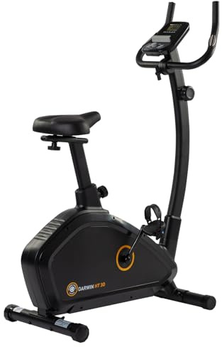 Darwin Heimtrainer HT30, Aufrechtes Fitnessfahrrad, 108x56x139 cm, 7 kg Schwungmasse, 8 Widerstandsstufen, LCD-Display, Handpulssensoren, 120 kg Maximalgewicht