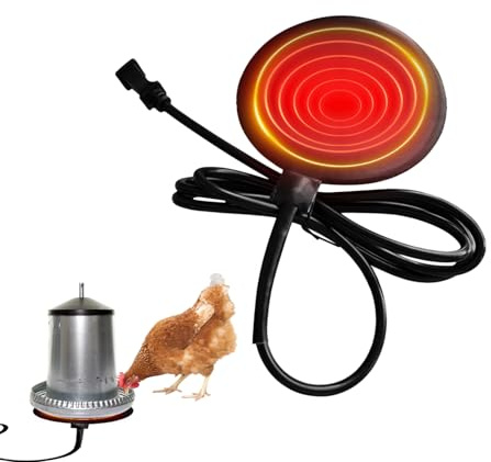 Calentador bebedero para pollos - 20W | Bebederos para aves de corral | Calentador de agua para aves de corral, estera calefactora de silicona, protección contra heladas para gallinero de invierno | C