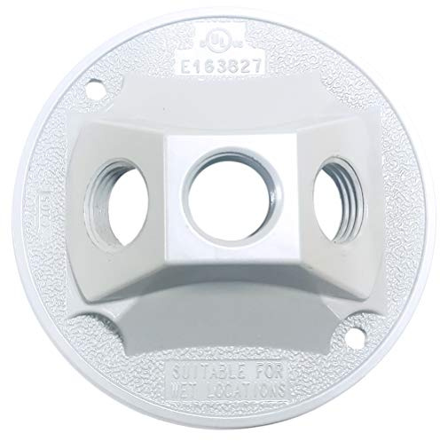Sigma Engineered Solutions 14383WH 1/2-Inch 3 Hole Round Lamp Holder Weatherproof Cover, White