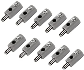 WITTKOWARE HO-Stecker/Zwergstecker mit 2,6mm Pin-Ø, Schraubanschluss, 10 Stück, grau